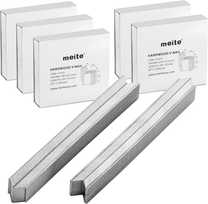 Meite Picture Frame Nails 3/8-Inch Length V1010 - Hardwood V Nails 10.3mm Diameter for Wood Corner Framing, Compatible with V1015B Nailer Joiner Gun (5-Boxes-Pack) - Image 1